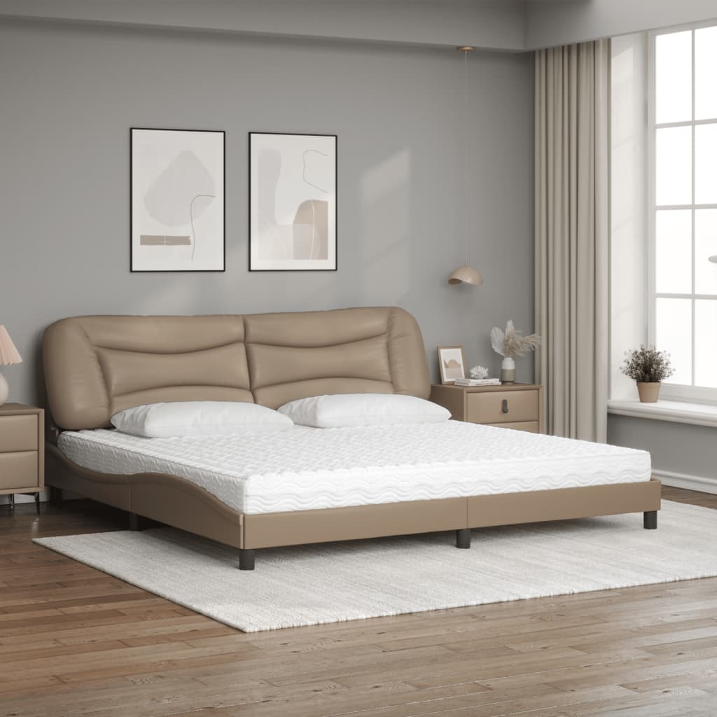 Bett mit Matratze "Hvar" Cappuccino-Braun 200x200 cm Kunstleder
