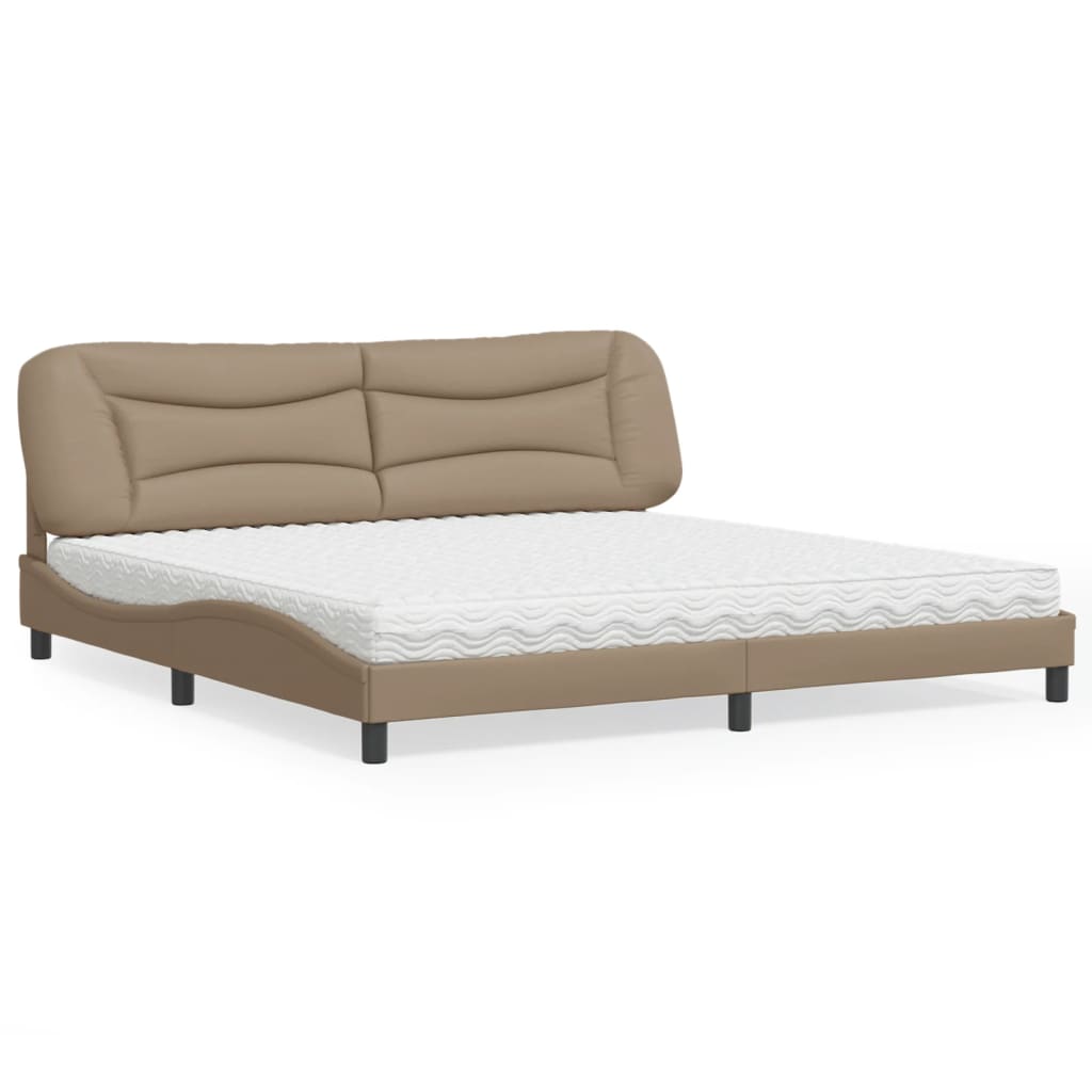 Bett mit Matratze "Hvar" Cappuccino-Braun 200x200 cm Kunstleder