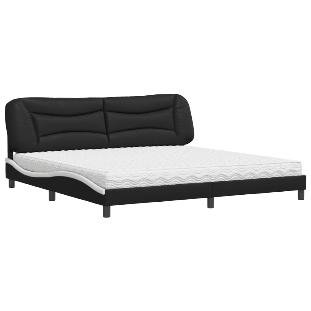 Bett mit Matratze "Hvar" Schwarz und Weiß 200x200 cm Kunstleder