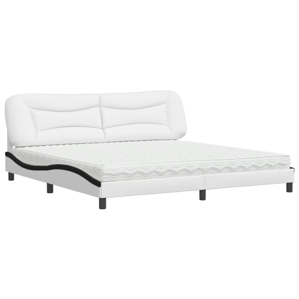 Bett mit Matratze "Hvar" Weiß und Schwarz 200x200 cm Kunstleder