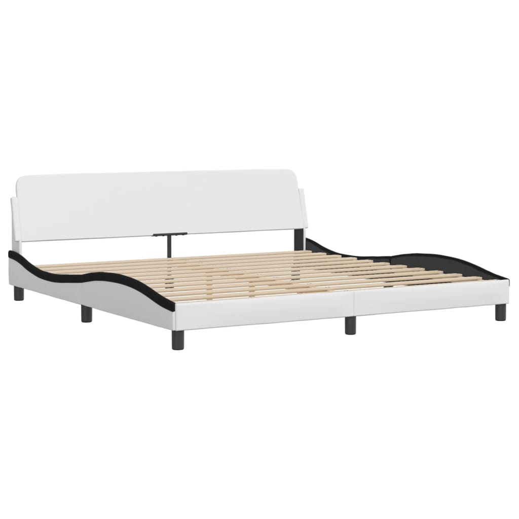 Bett mit Matratze "Hvar" Weiß und Schwarz 200x200 cm Kunstleder