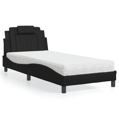 Bett "Viana" mit Matratze Schwarz 80x200 cm Kunstleder