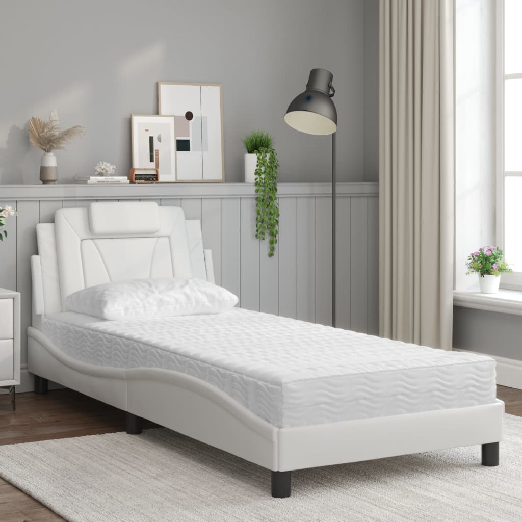 Bett "Viana" mit Matratze Weiß 80x200 cm Kunstleder