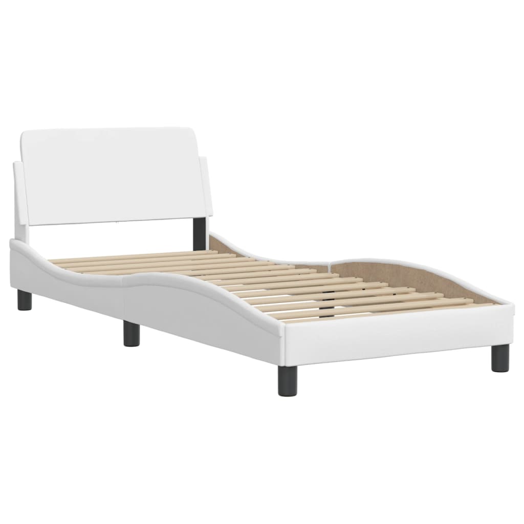 Bett "Viana" mit Matratze Weiß 80x200 cm Kunstleder