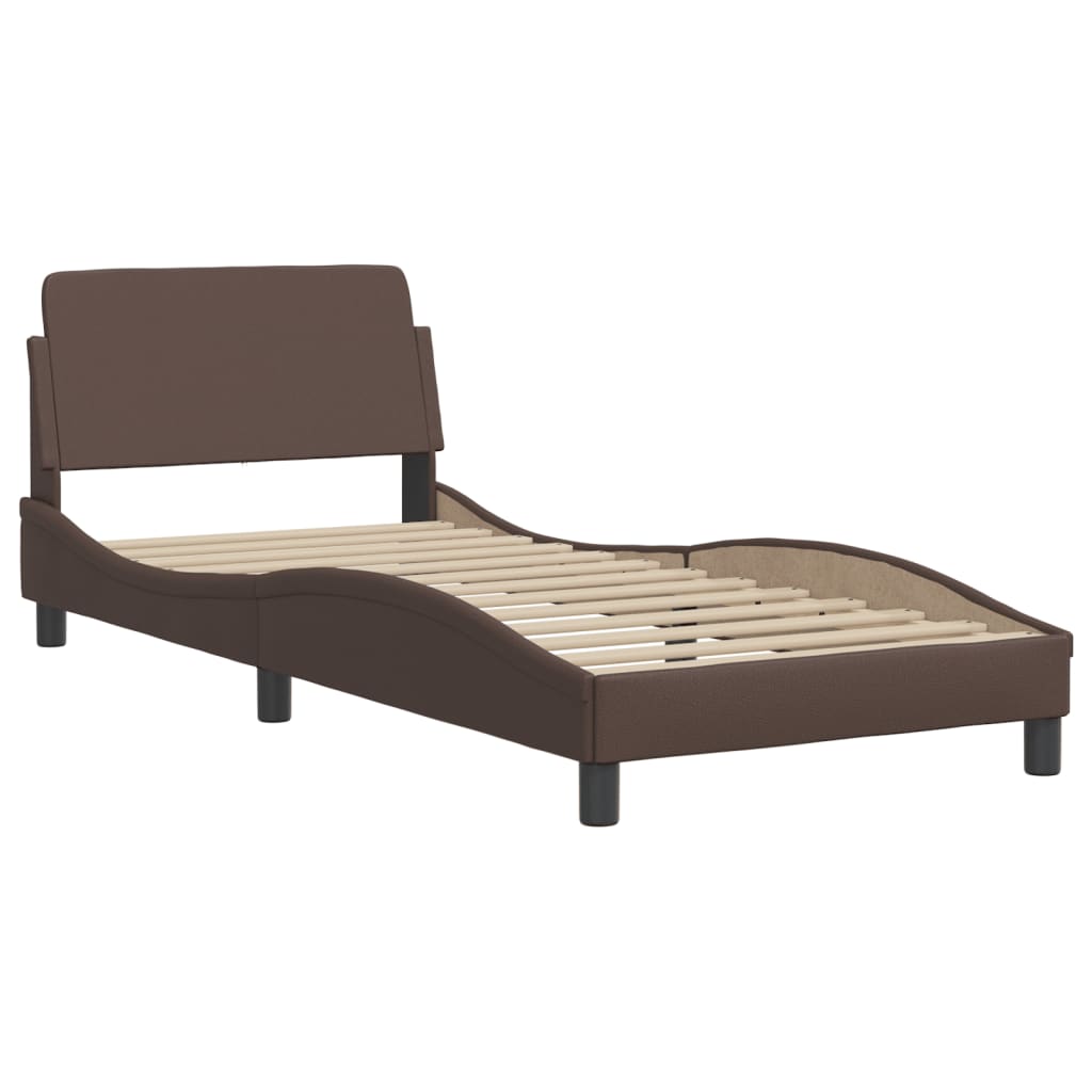Bed with mattress brown 80x200 cm artificial leather