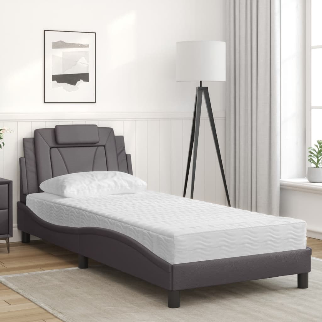 Bett "Viana" mit Matratze Grau 80x200 cm Kunstleder