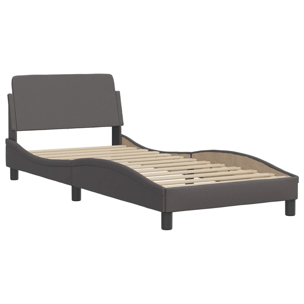 Bett "Viana" mit Matratze Grau 80x200 cm Kunstleder