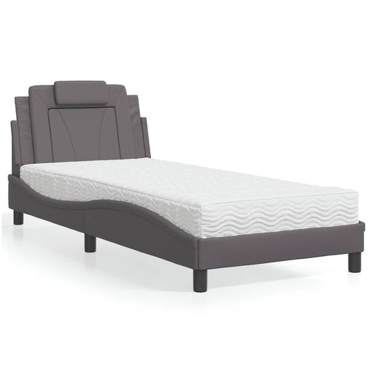 Bett "Viana" mit Matratze Grau 80x200 cm Kunstleder