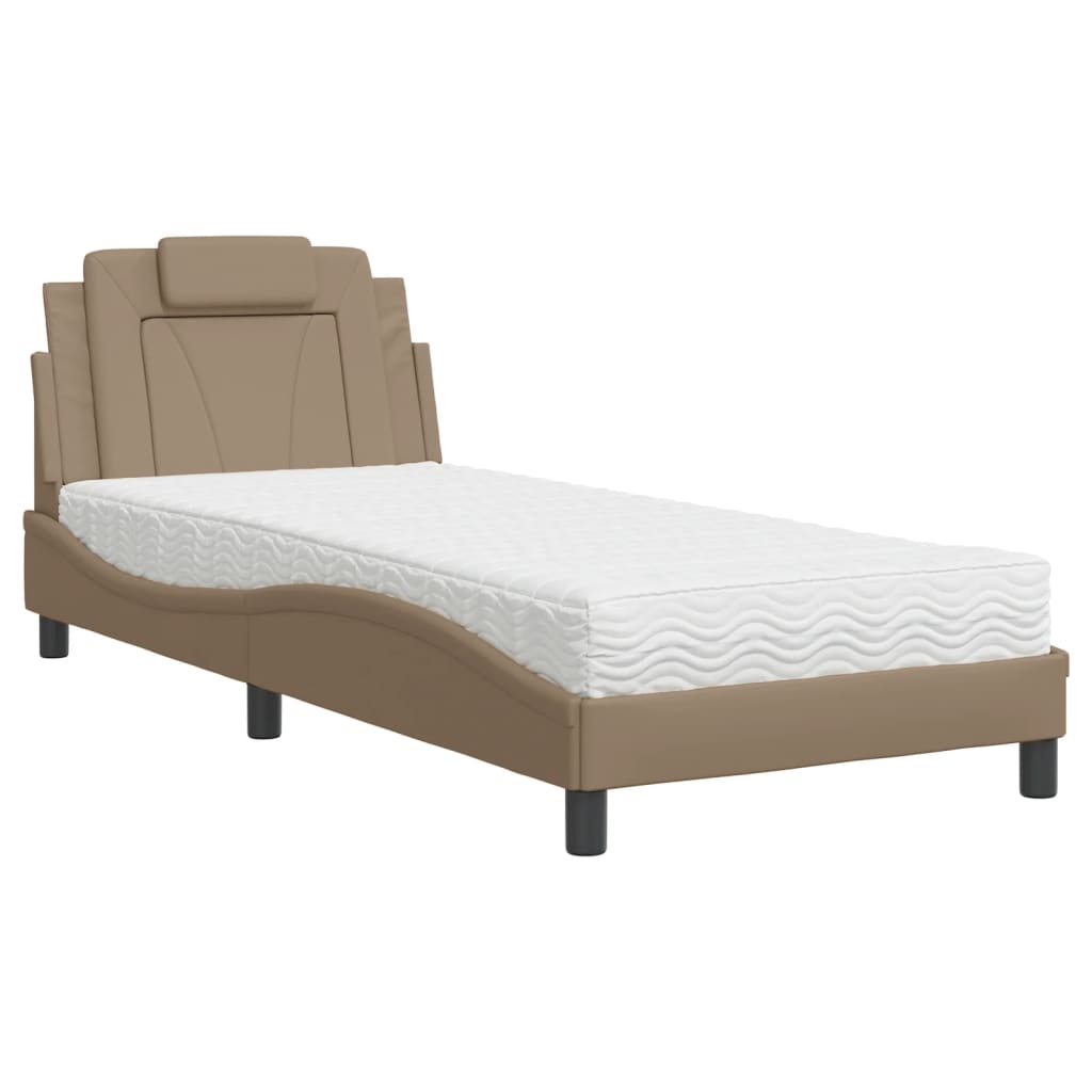 Bed with mattress cappuccino brown 80x200 cm artificial leather