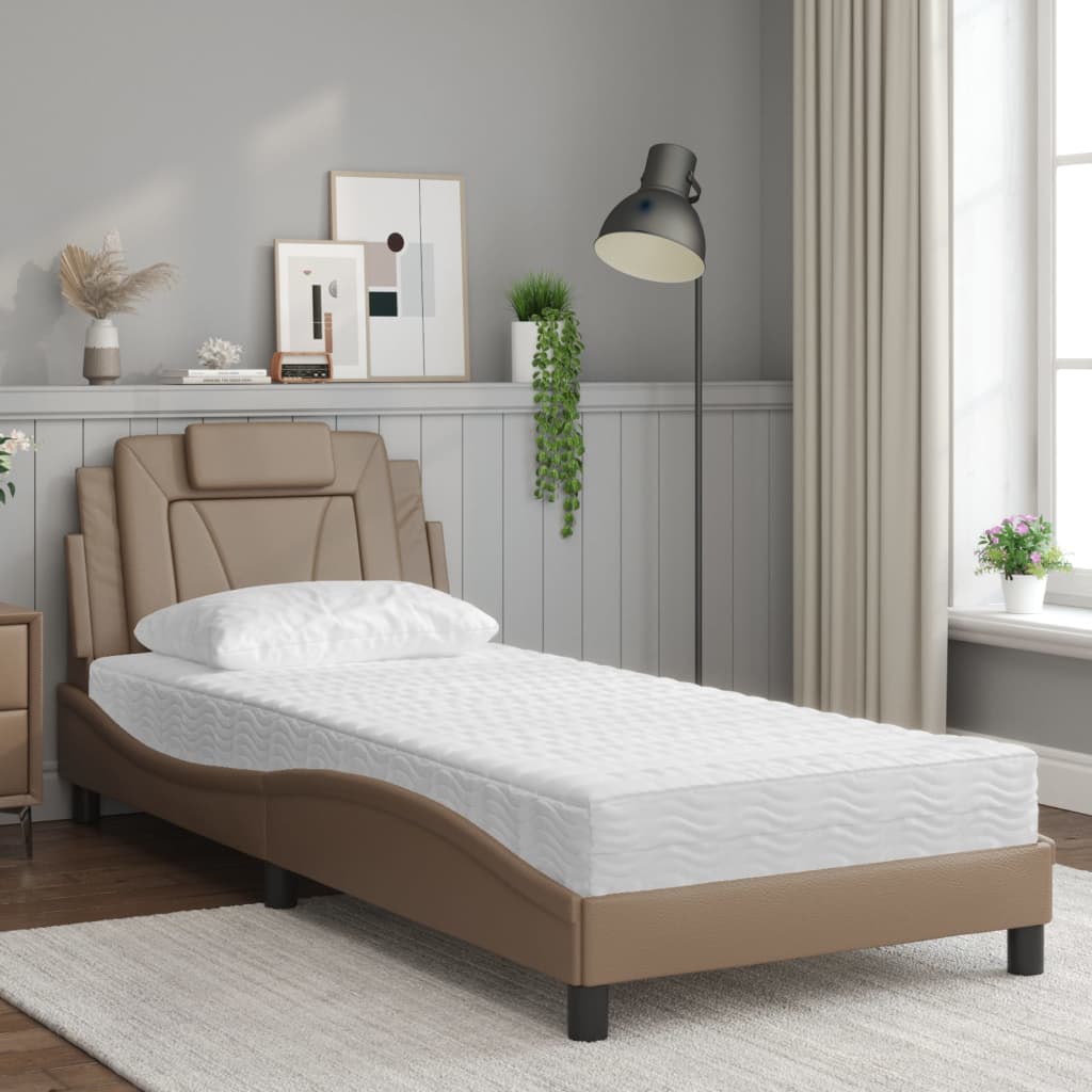Bed with mattress cappuccino brown 80x200 cm artificial leather