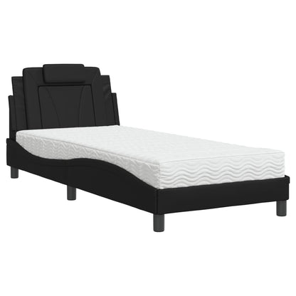 Bett "Viana" mit Matratze Schwarz 90x190 cm Kunstleder
