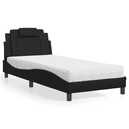 Bett "Viana" mit Matratze Schwarz 90x190 cm Kunstleder