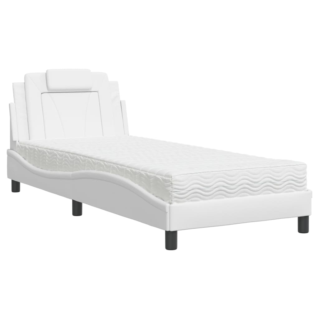 Bett "Viana" mit Matratze Weiß 90x190 cm Kunstleder