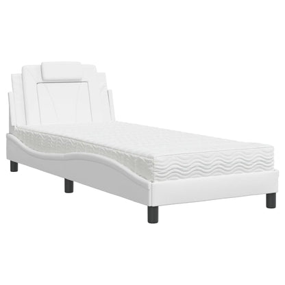 Bett "Viana" mit Matratze Weiß 90x190 cm Kunstleder