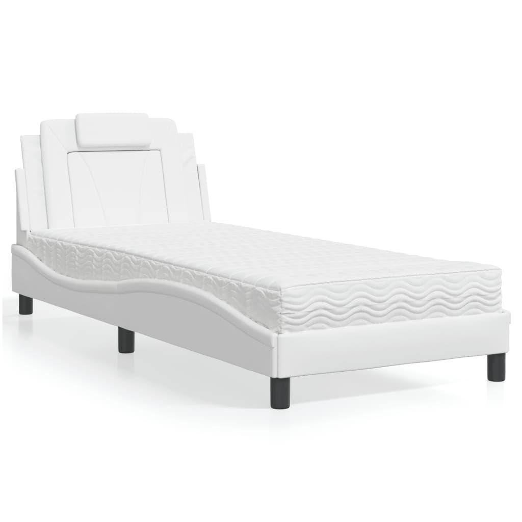 Bett "Viana" mit Matratze Weiß 90x190 cm Kunstleder