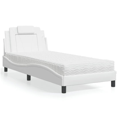 Bett "Viana" mit Matratze Weiß 90x190 cm Kunstleder