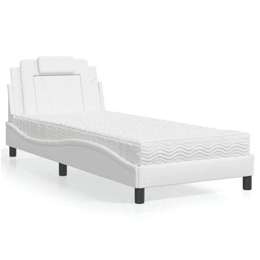 Bett "Viana" mit Matratze Weiß 90x190 cm Kunstleder