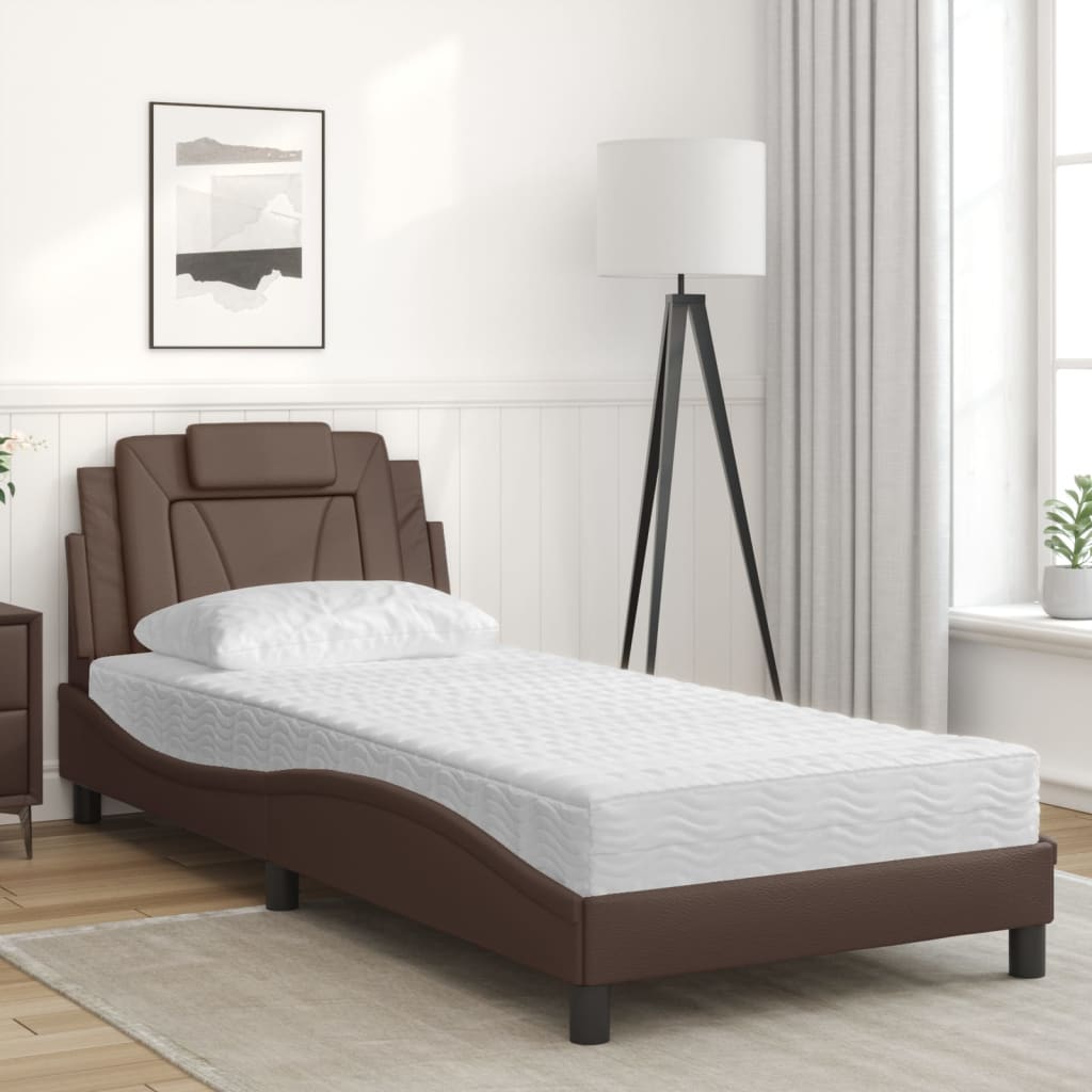 Bett "Viana" mit Matratze Braun 90x190 cm Kunstleder