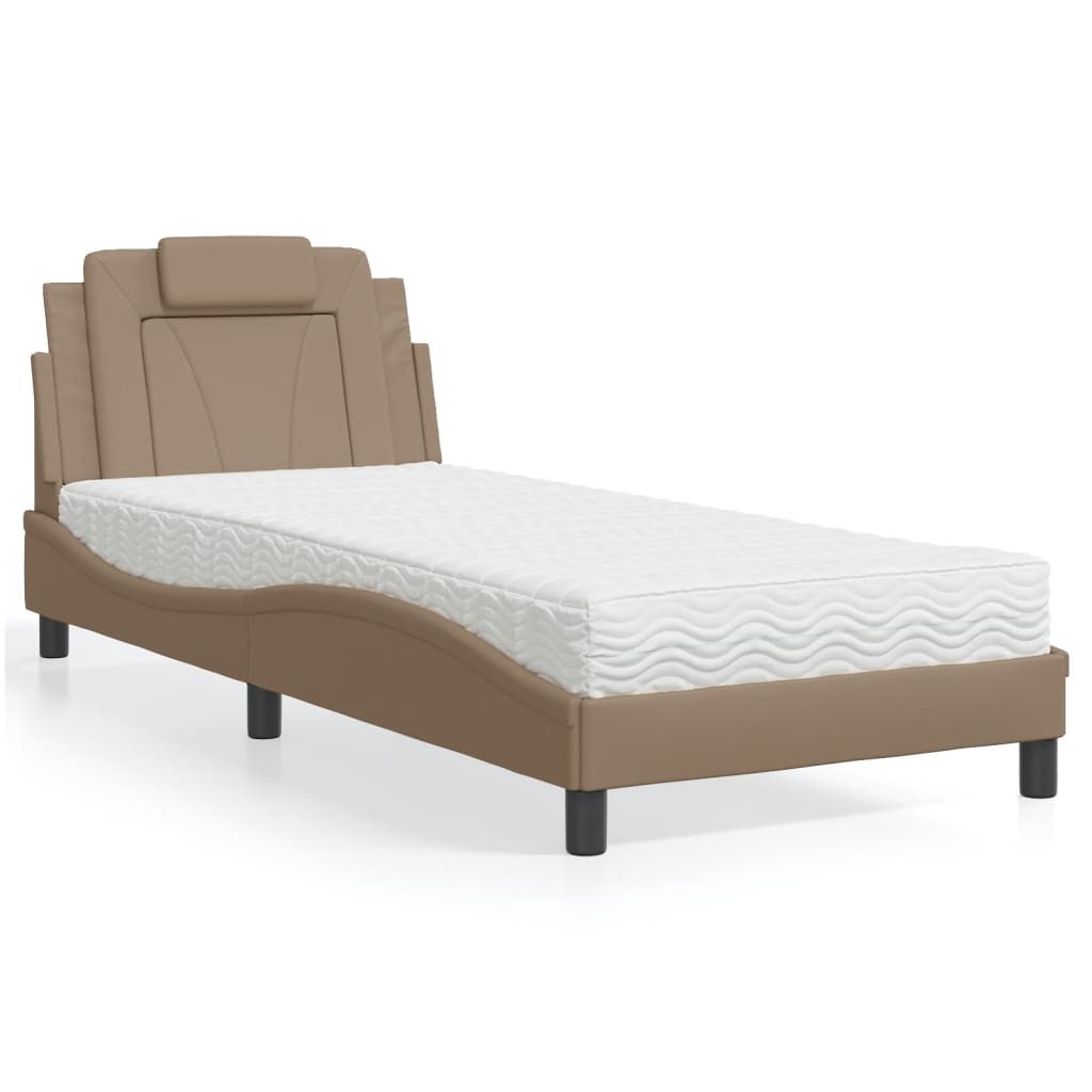 Bett "Viana" mit Matratze Cappuccino-Braun 90x190 cm Kunstleder