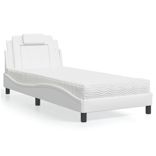 Bett "Viana" mit Matratze Weiß 90x200 cm Kunstleder