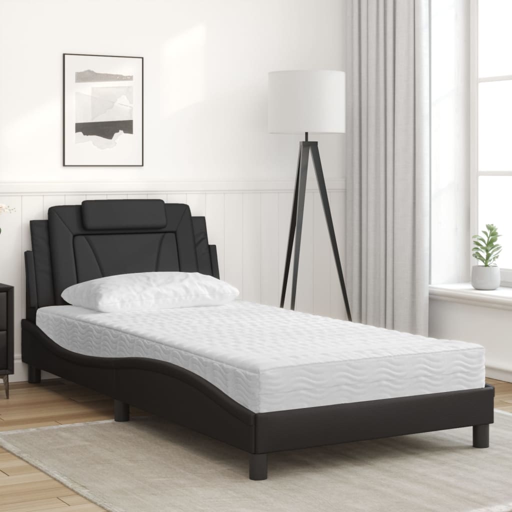 Bett "Viana" mit Matratze Schwarz 100x200 cm Kunstleder