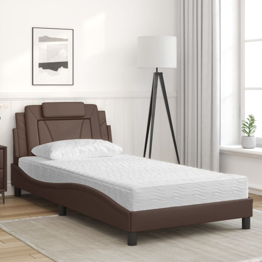 Bett "Viana" mit Matratze Braun 100x200 cm Kunstleder