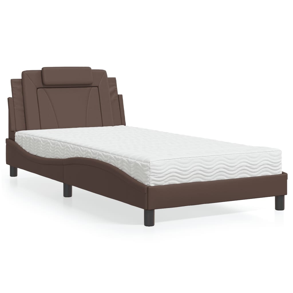 Bett "Viana" mit Matratze Braun 100x200 cm Kunstleder