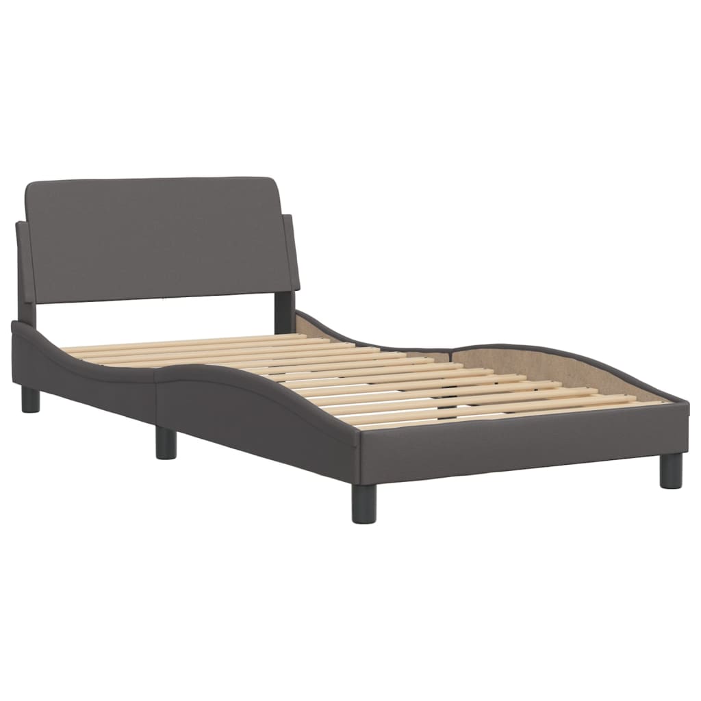 Bed with mattress grey 100x200 cm artificial leather
