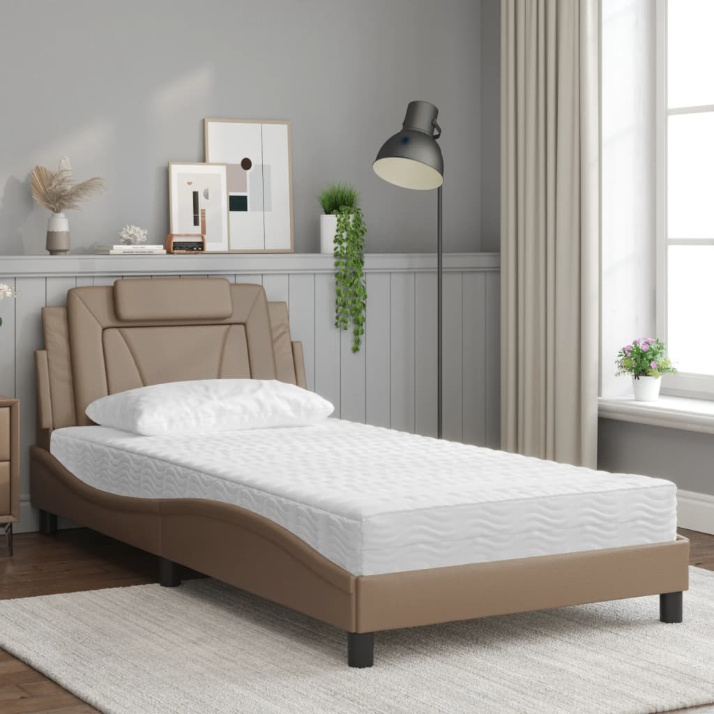 Bed with mattress cappuccino brown 100x200 cm artificial leather