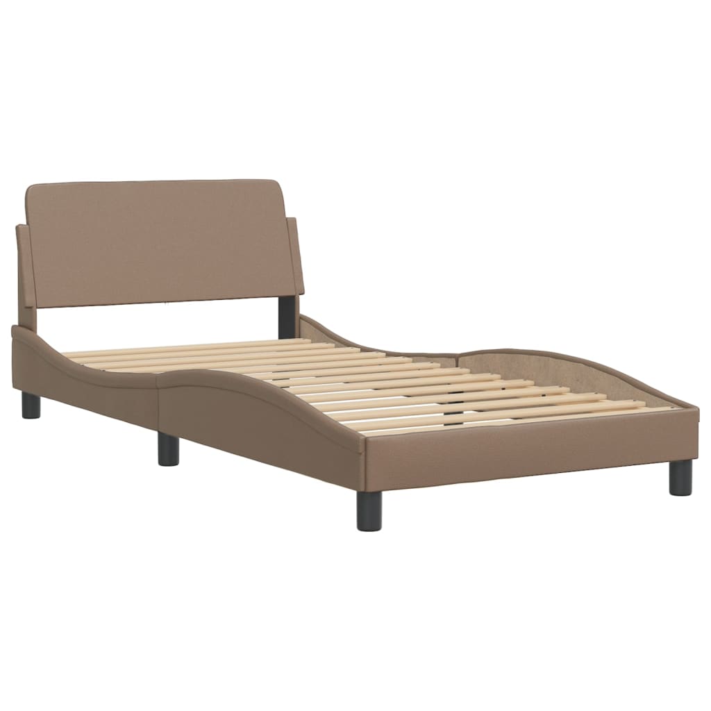 Bed with mattress cappuccino brown 100x200 cm artificial leather