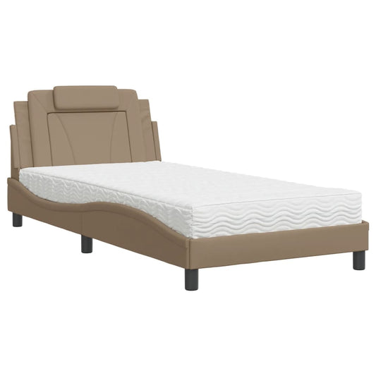 Bett "Viana" mit Matratze Cappuccino-Braun 100x200 cm Kunstleder