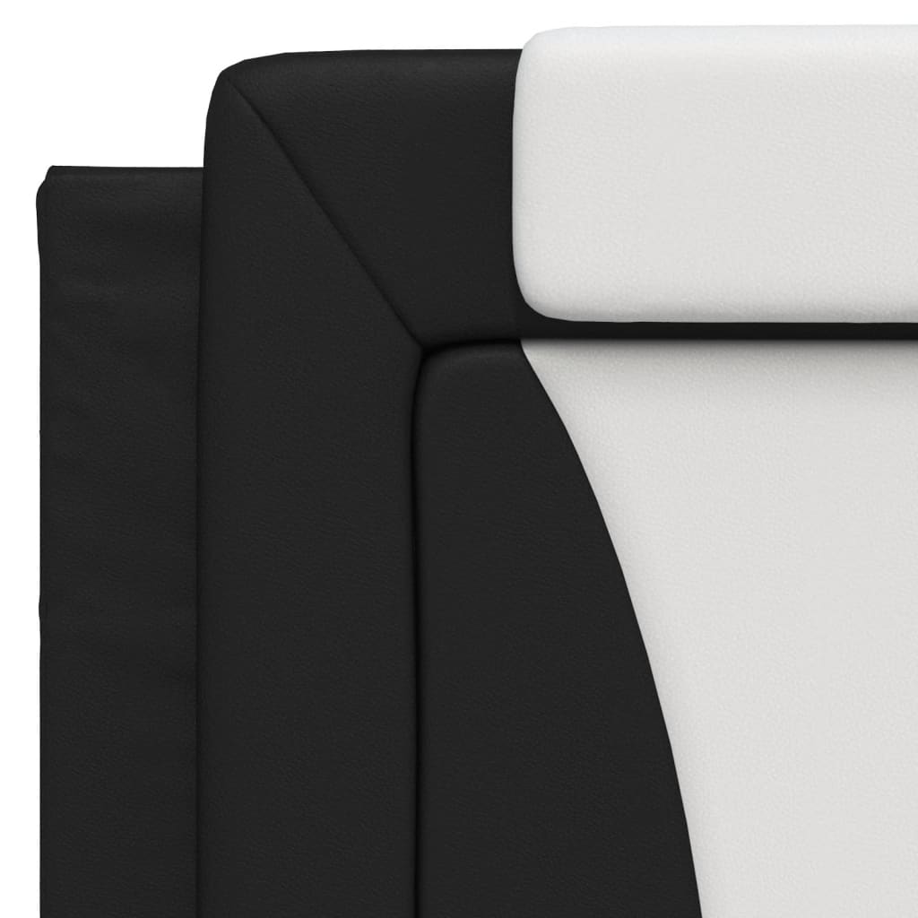 Bed with mattress black and white 100x200 cm artificial leather