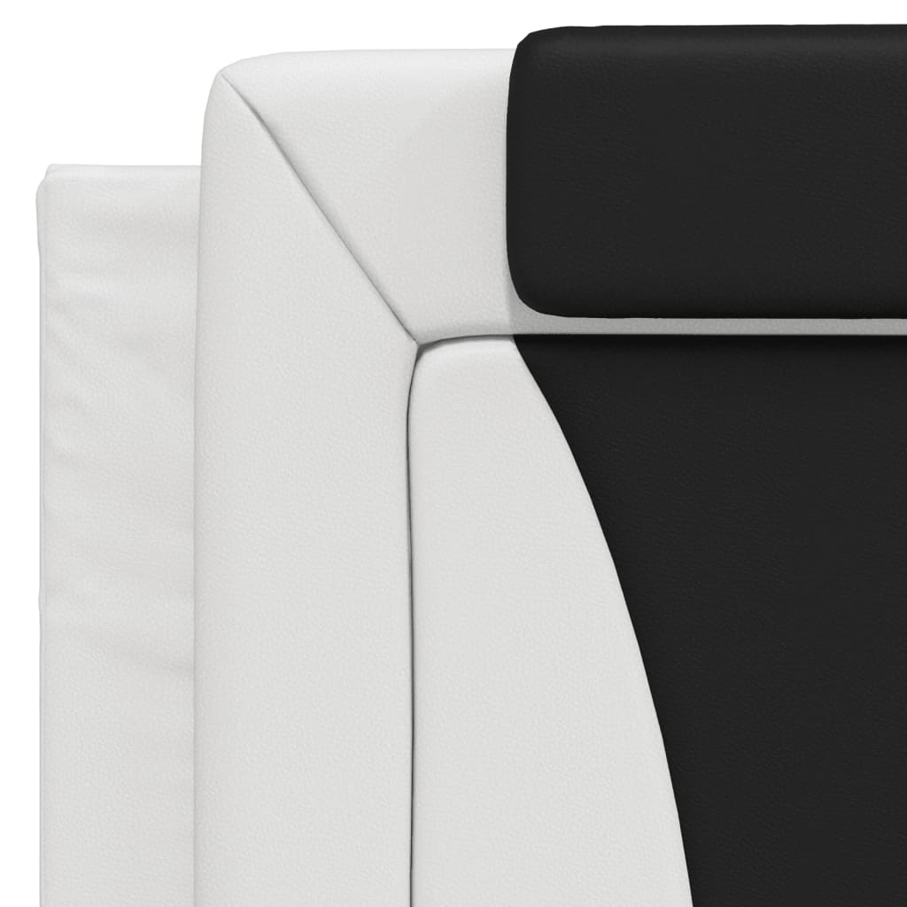 Bed with mattress white and black 100x200 cm artificial leather