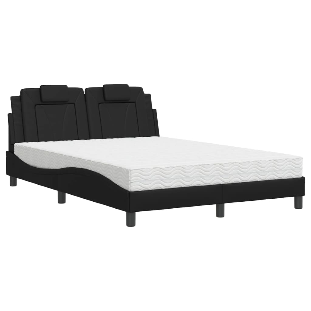 Bett "Viana" mit Matratze Schwarz 120x200 cm Kunstleder