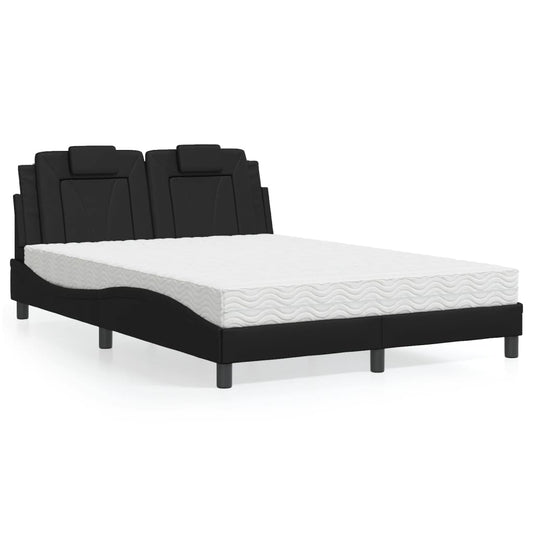 Bett "Viana" mit Matratze Schwarz 120x200 cm Kunstleder