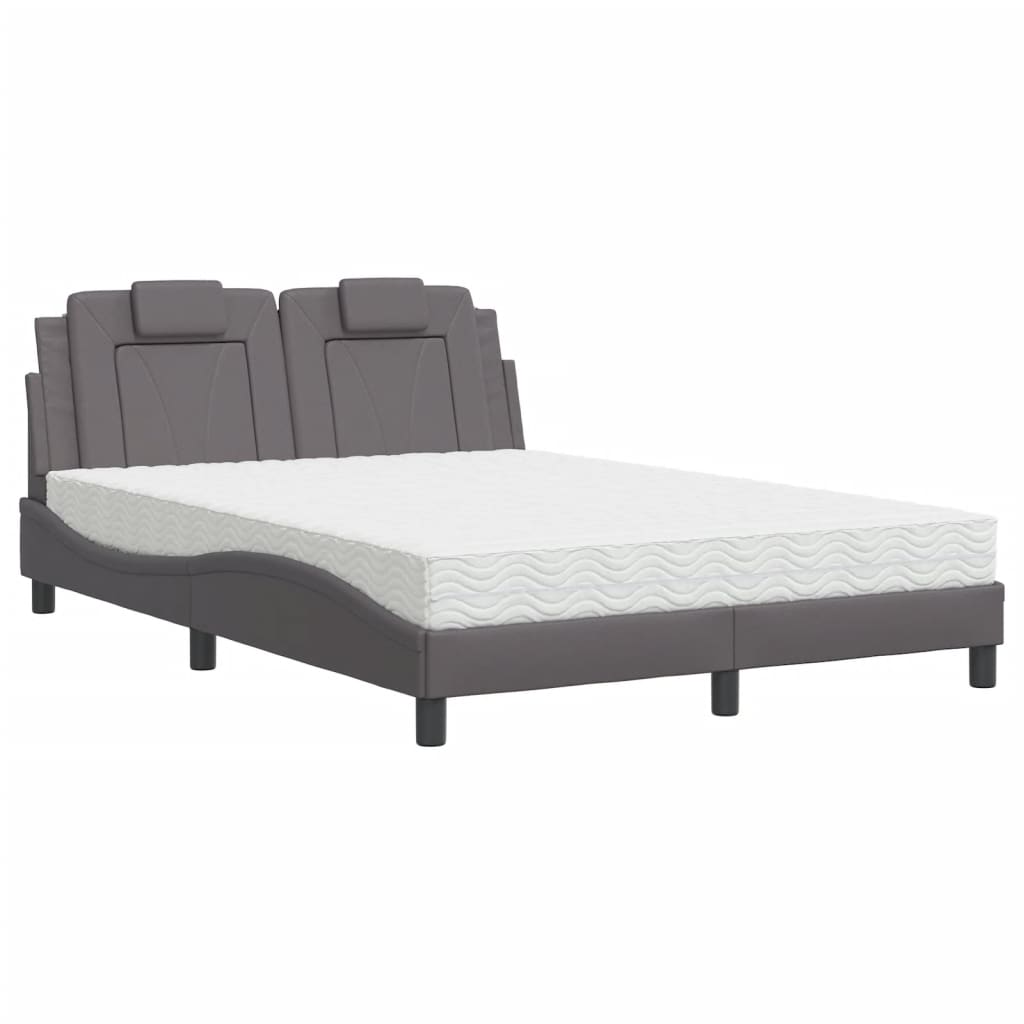 Bett "Viana" mit Matratze Grau 120x200 cm Kunstleder