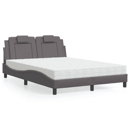 Bett "Viana" mit Matratze Grau 120x200 cm Kunstleder
