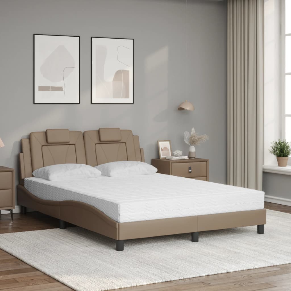 Bett "Viana" mit Matratze Cappuccino-Braun 120x200 cm Kunstleder