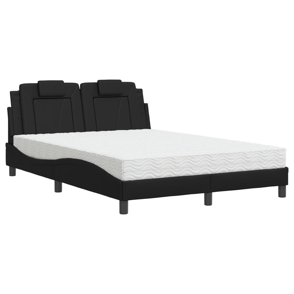 Bett "Viana" mit Matratze Schwarz 140x190 cm Kunstleder