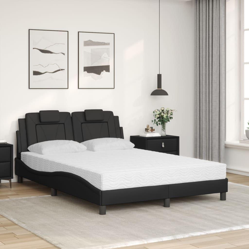 Bett "Viana" mit Matratze Schwarz 140x190 cm Kunstleder