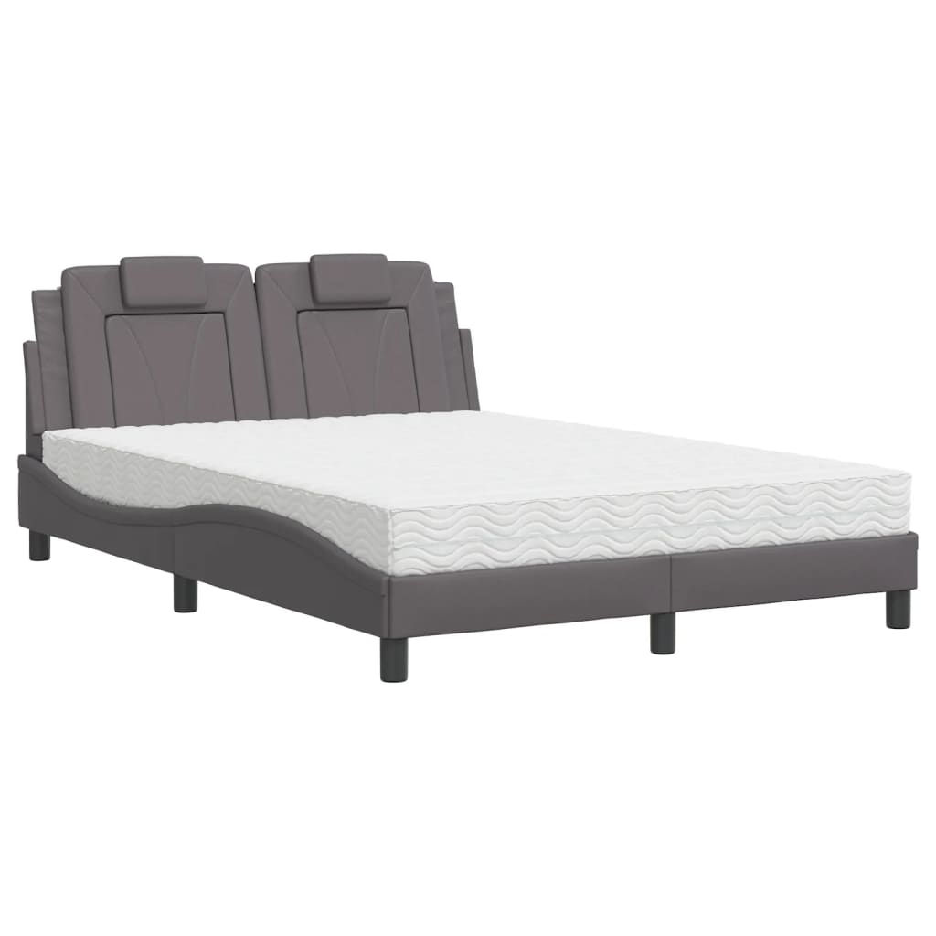Bett "Viana" mit Matratze Grau 140x190 cm Kunstleder