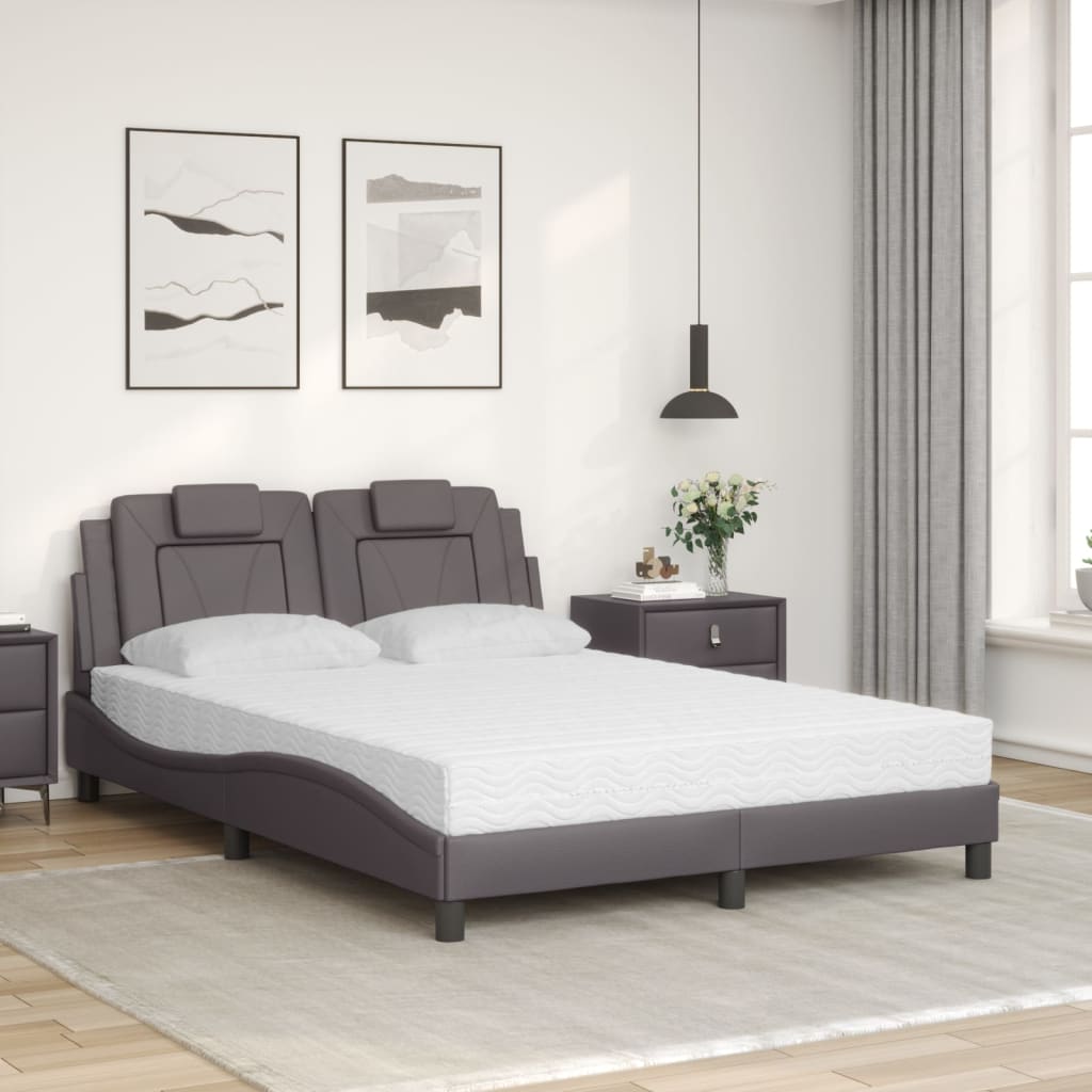 Bett "Viana" mit Matratze Grau 140x190 cm Kunstleder