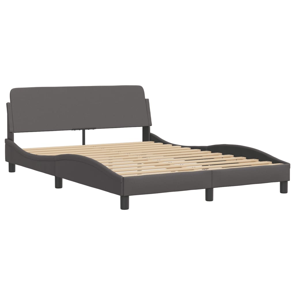Bett "Viana" mit Matratze Grau 140x190 cm Kunstleder