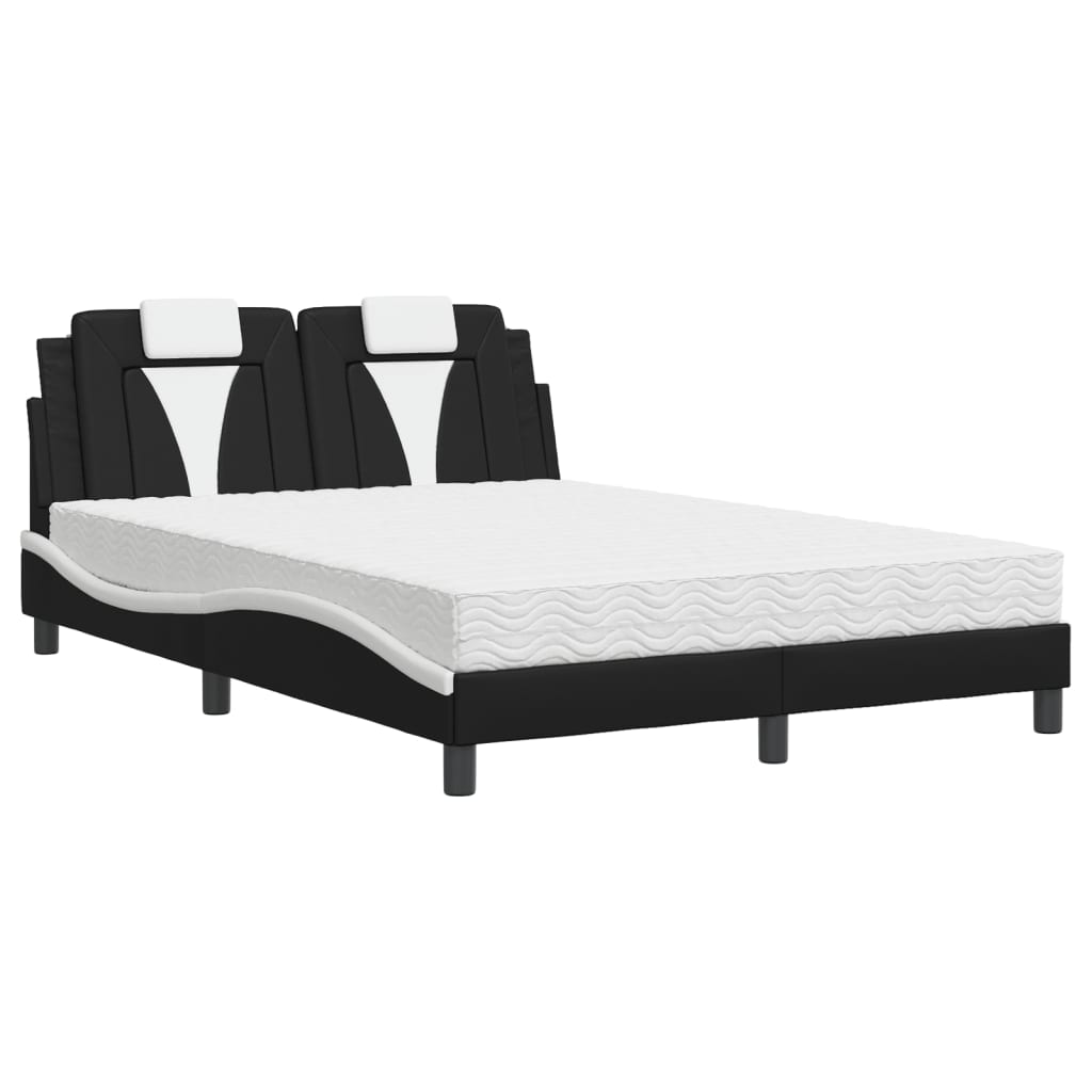 Bett "Viana" mit Matratze Schwarz und Weiß 140x190 cm Kunstleder