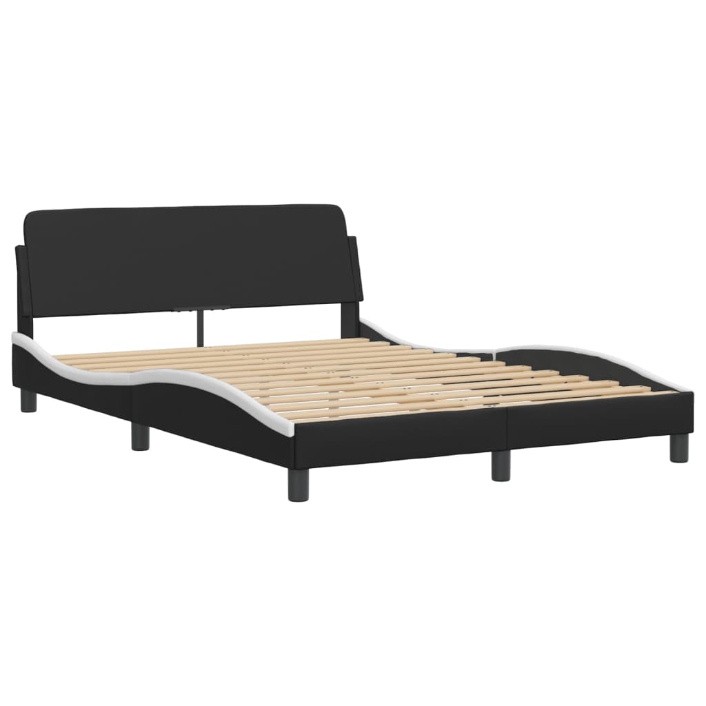 Bett "Viana" mit Matratze Schwarz und Weiß 140x190 cm Kunstleder