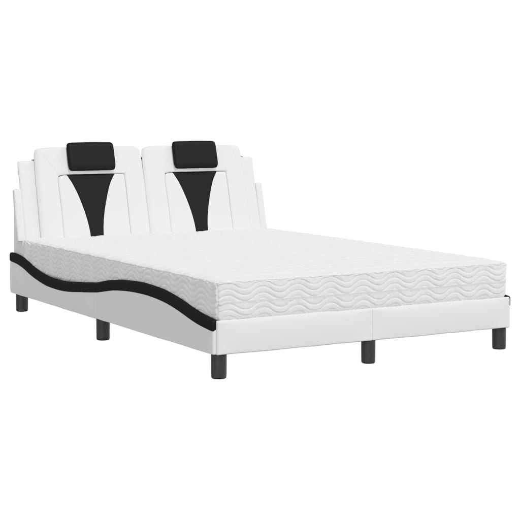 Bett "Viana" mit Matratze Weiß und Schwarz 140x190 cm Kunstleder