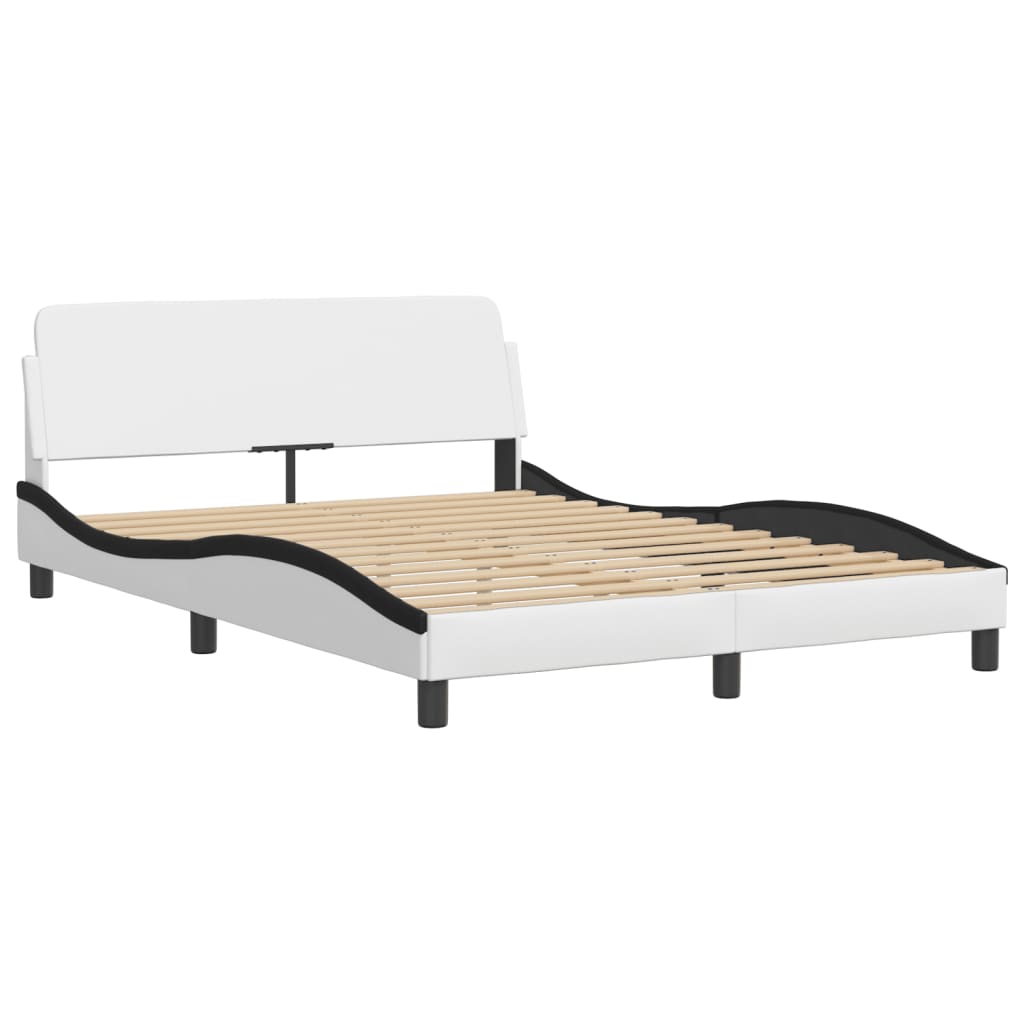 Bett "Viana" mit Matratze Weiß und Schwarz 140x190 cm Kunstleder