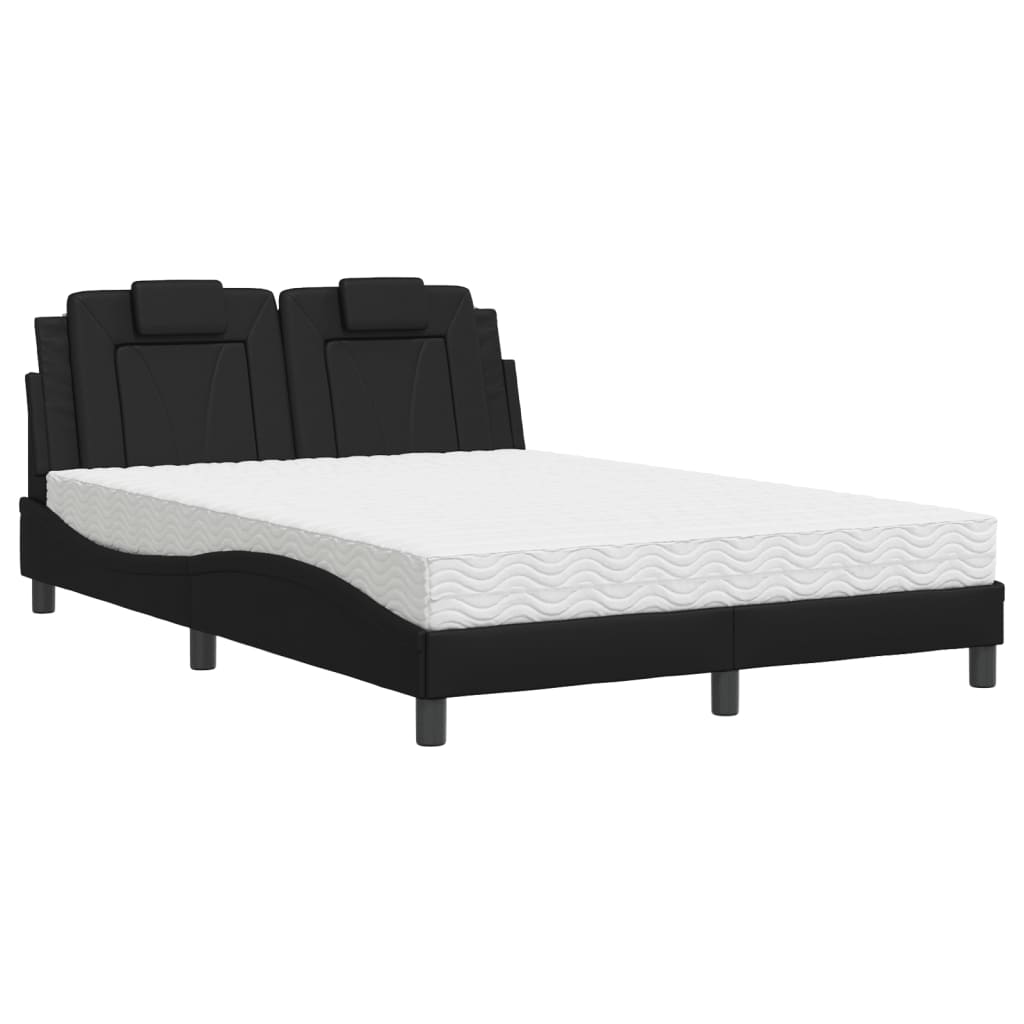 Bett "Viana" mit Matratze Schwarz 140x200 cm Kunstleder