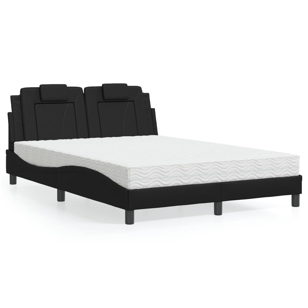 Bett "Viana" mit Matratze Schwarz 140x200 cm Kunstleder