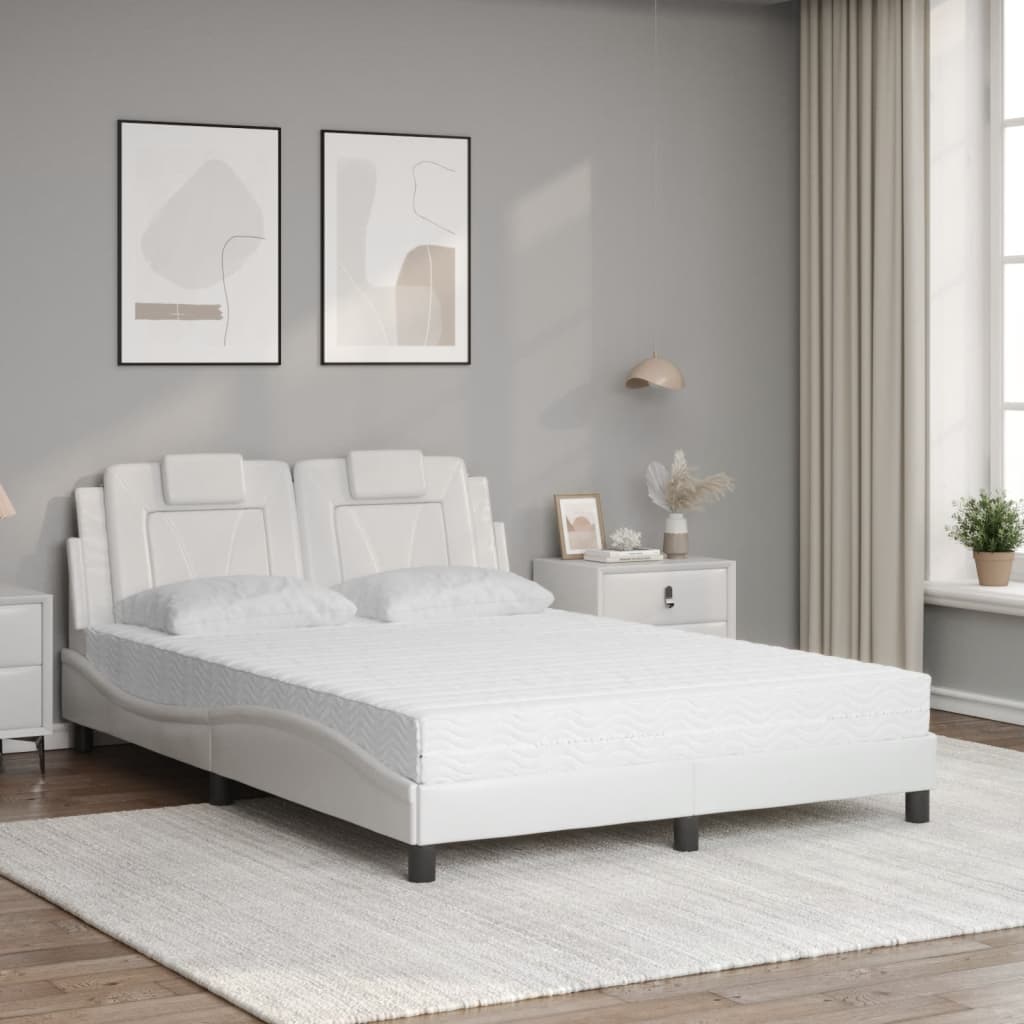 Bett "Viana" mit Matratze Weiß 140x200 cm Kunstleder
